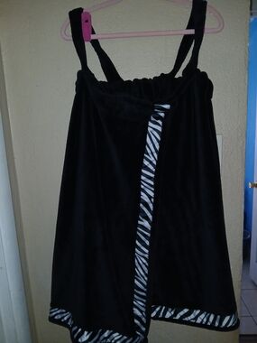 Black Sleeveless Towel Dress with Zebra Trim